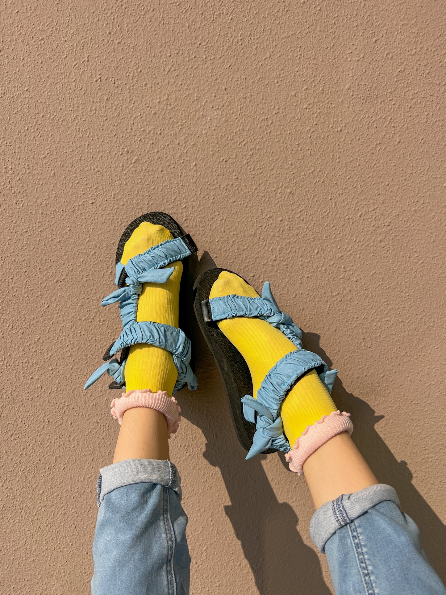 
                  
                    Pastel Blue Leather JaeDals
                  
                