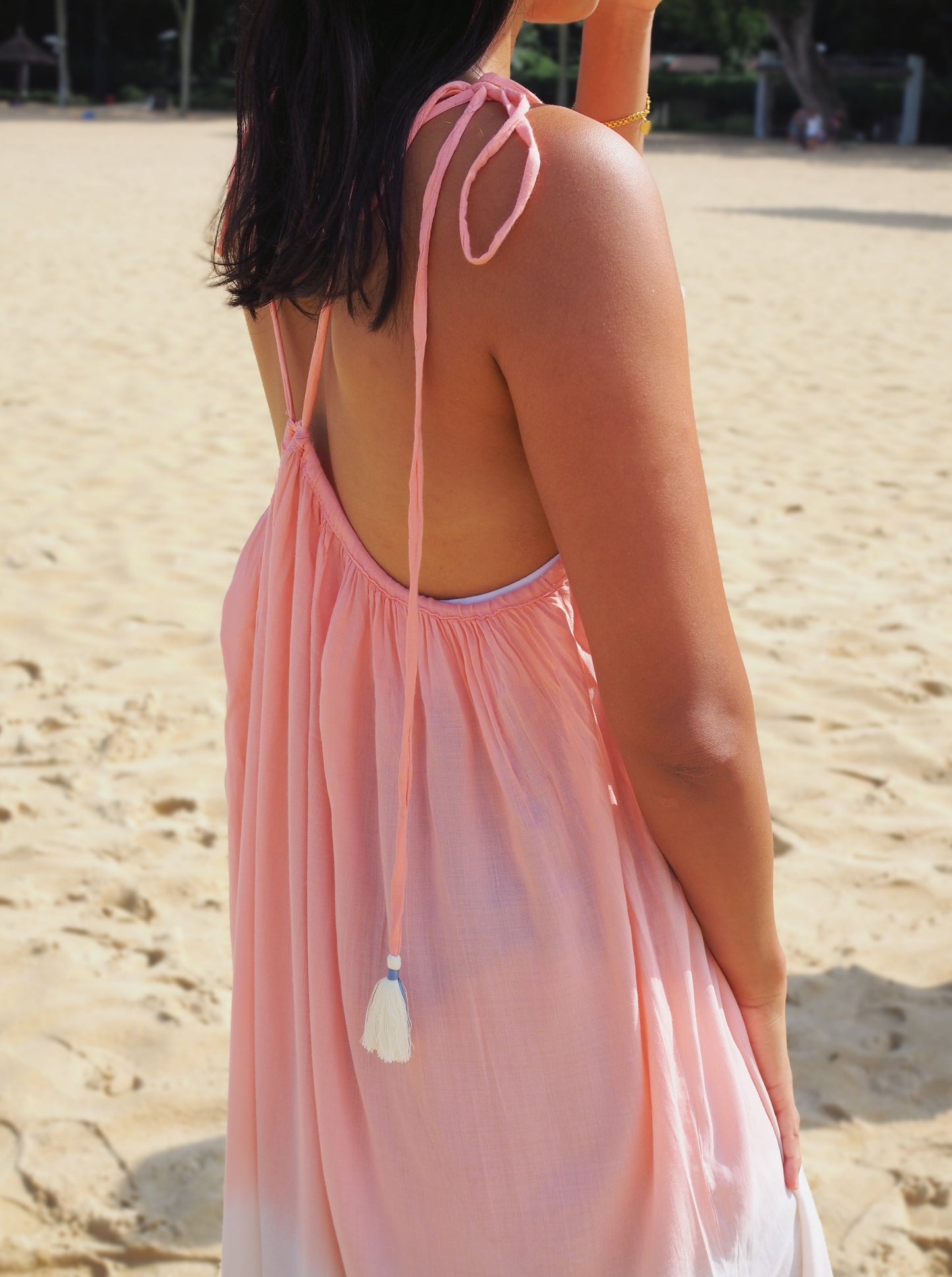 
                  
                    PAstel pink, blue, gradation, overalls, jumpsuit, resort wear, beach wear, social conscious, baebeeboo, tie dye, bali
                  
                