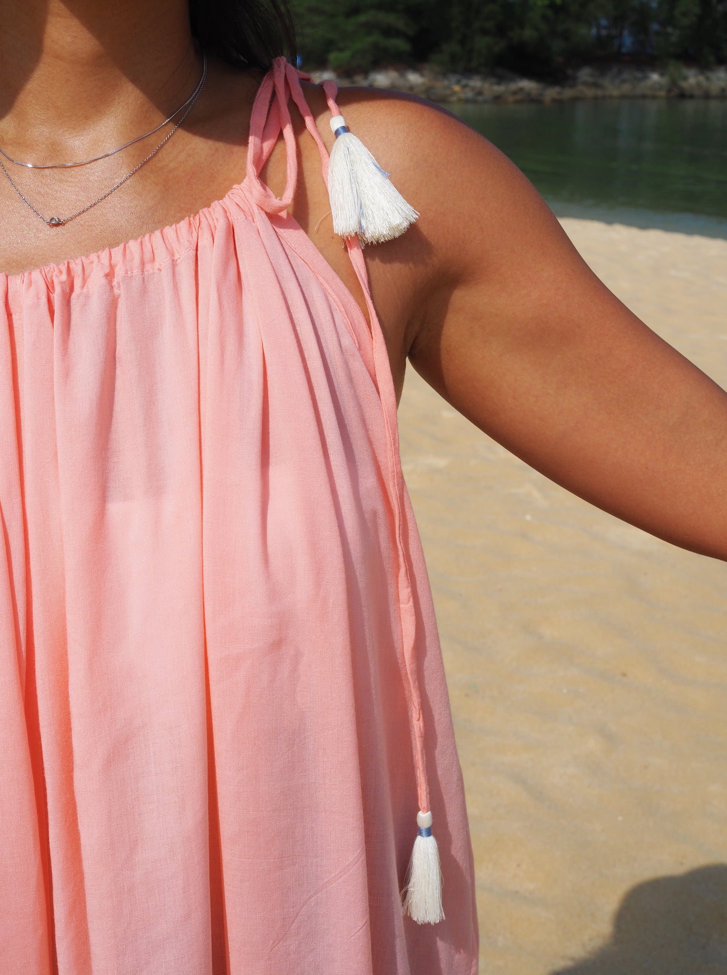 
                  
                    PAstel pink, blue, gradation, overalls, jumpsuit, resort wear, beach wear, social conscious, baebeeboo, tie dye, bali
                  
                