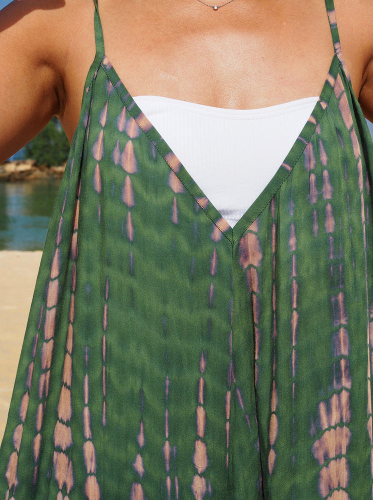 
                  
                    flores green jumpsuit, overalls, resort wear, beach wear, island living, baebeeboo, social conscious
                  
                