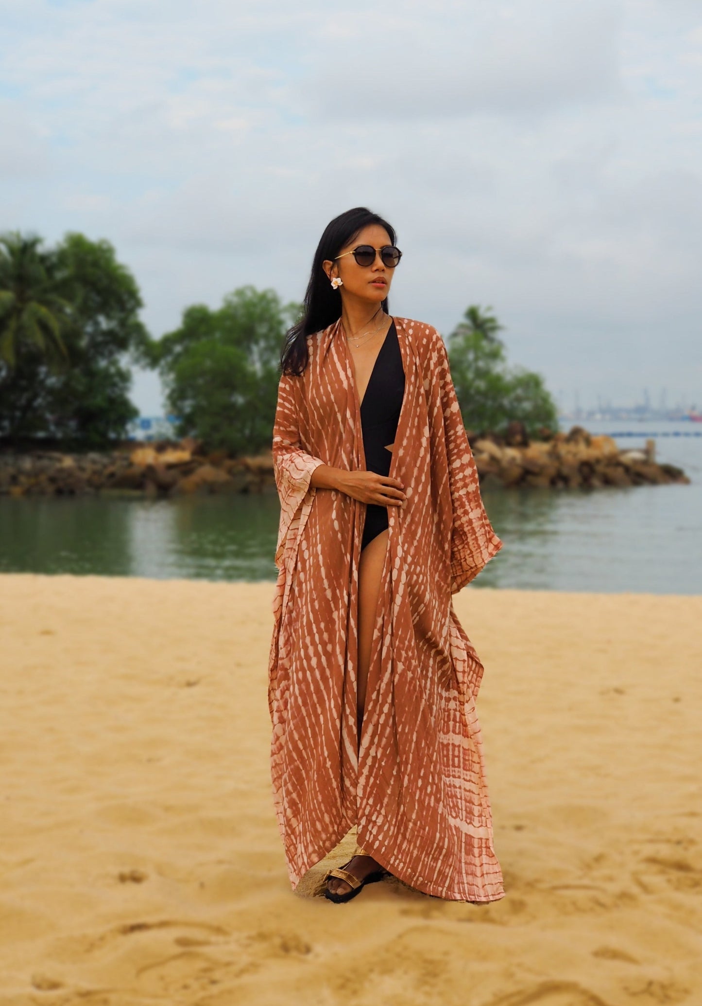 
                  
                    burnt orange, terracotta, kimono, beach wear, cover ups, resort wear, baebeeboo, social conscious, missing bali, tie dye
                  
                