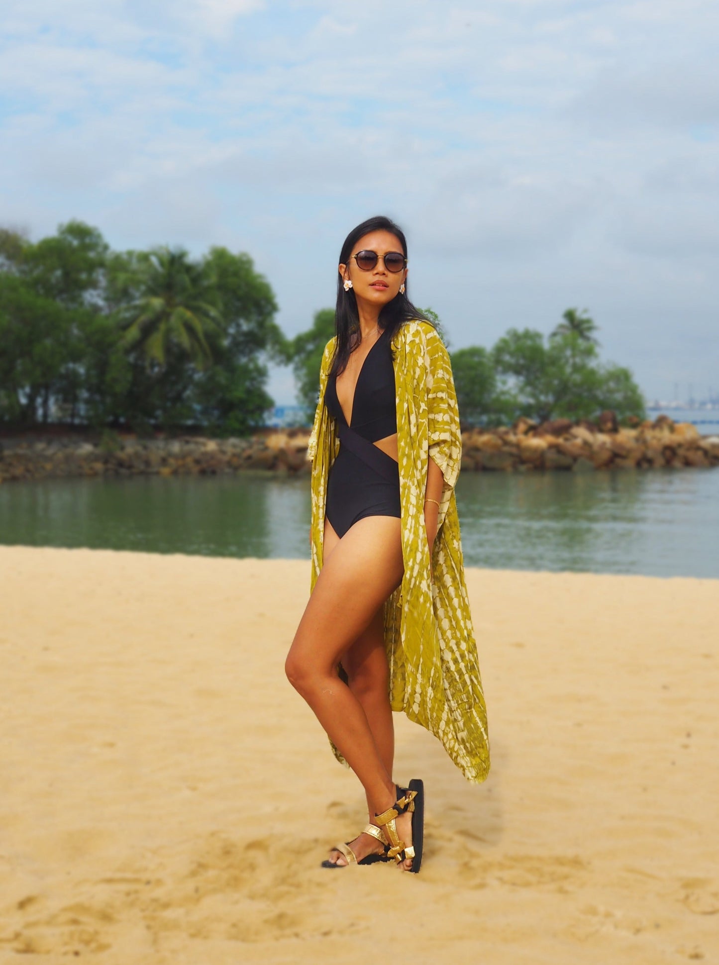 missing bali, kimono, mustard, canggu, bali, resort wear, beach wear, cover up, baebeeboo, social conscious