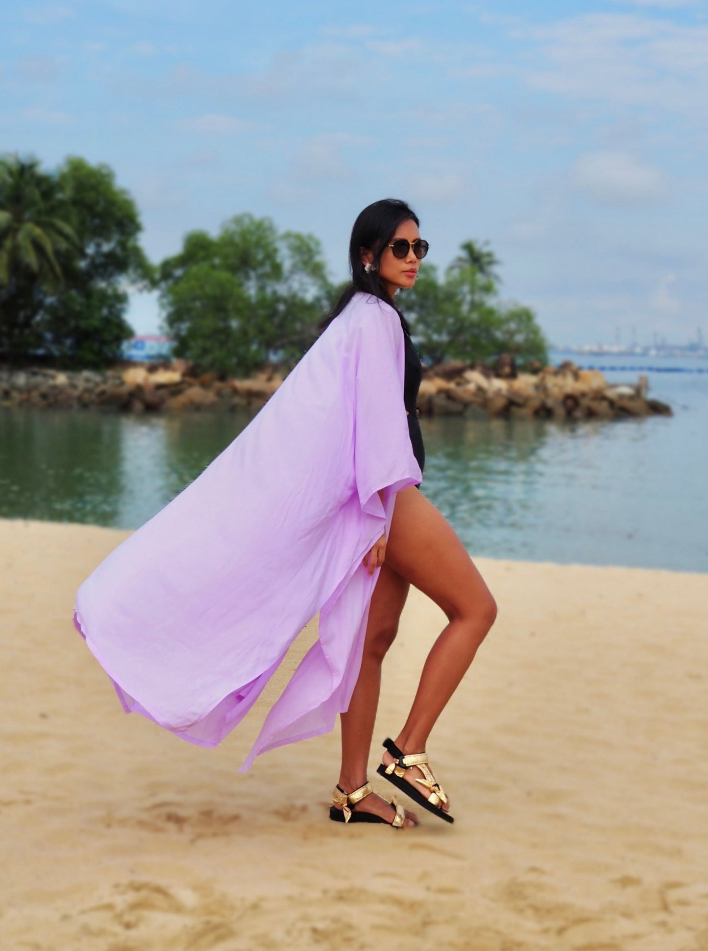 Missing Bali Series Purple Long Kimono