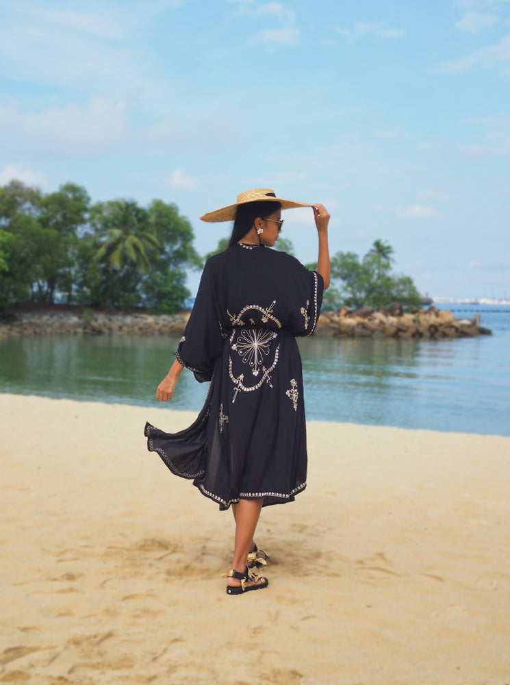 
                  
                    kimono, black, resort wear, bali, balinese, social conscious, baebeeboo
                  
                
