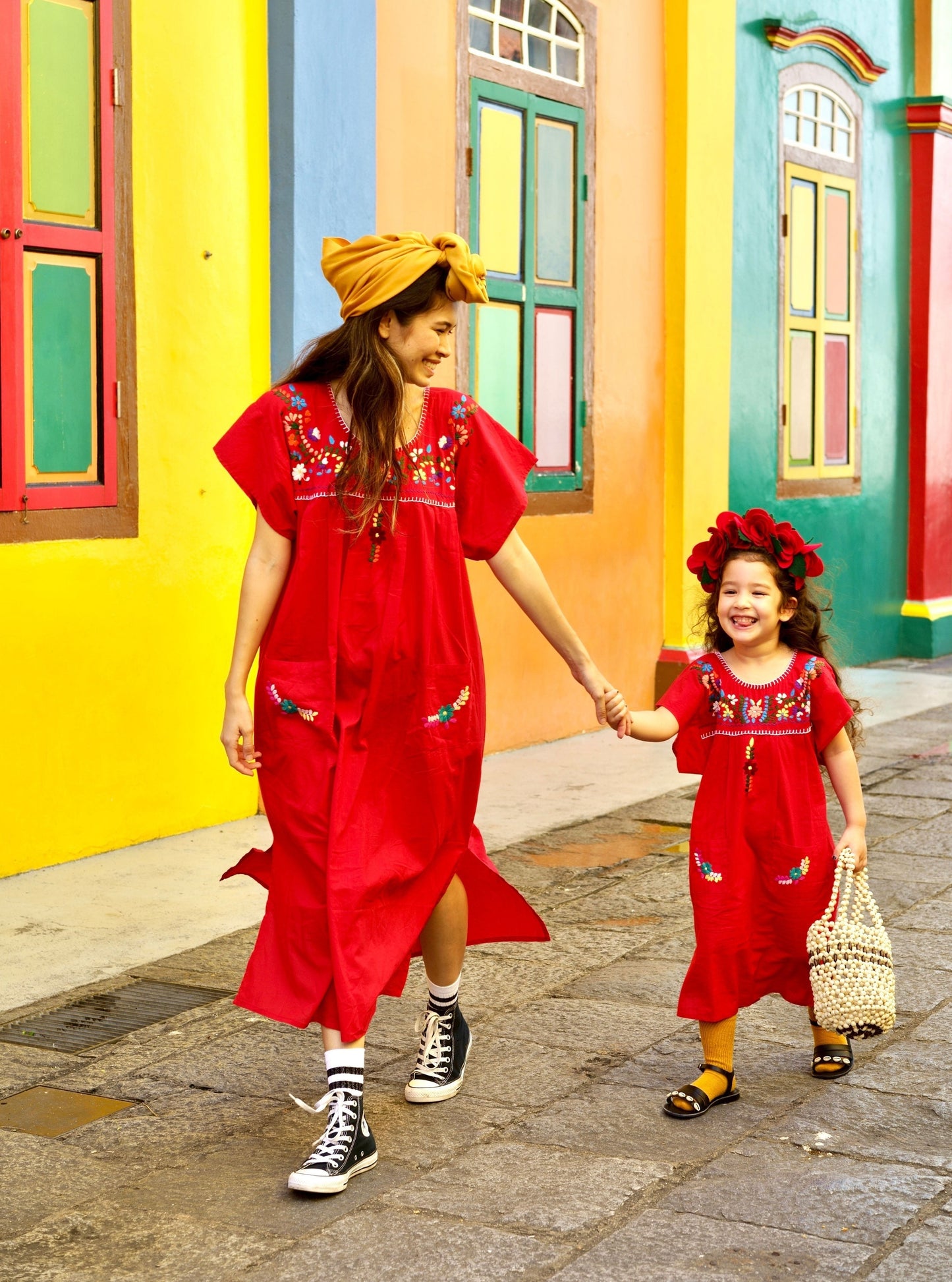 
                  
                    gabriela dress, Jamie-Lee, Kaftan, resort wear, mexican dress, red dress, adult fashion, embroidery, give back, made in india, hand sewn by women, beach dress, ethnic fashion, baebeeboo, shopbaebeeboo, twinning outfit, twinning set, mommy and daughter,  kids kaftan, kids dress, mexican kids dress
                  
                