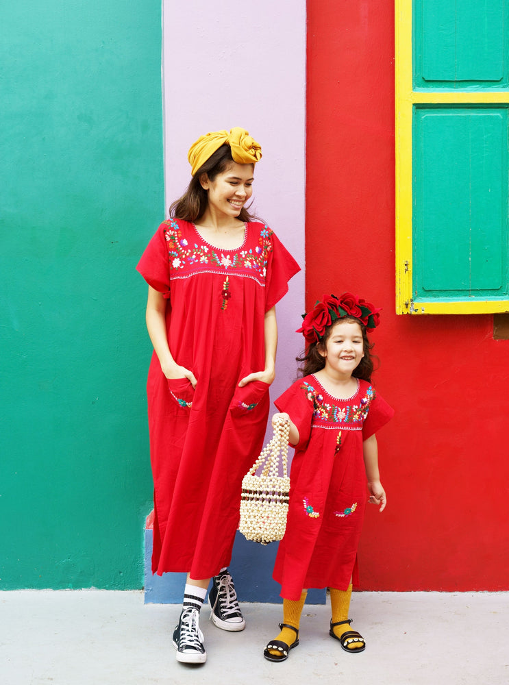 
                  
                    gabriela dress, Jamie-Lee, Kaftan, resort wear, mexican dress, red dress, adult fashion, embroidery, give back, made in india, hand sewn by women, beach dress, ethnic fashion, baebeeboo, shopbaebeeboo, twinning outfit, twinning set, mommy and daughter,  kids kaftan, kids dress, mexican kids dress
                  
                