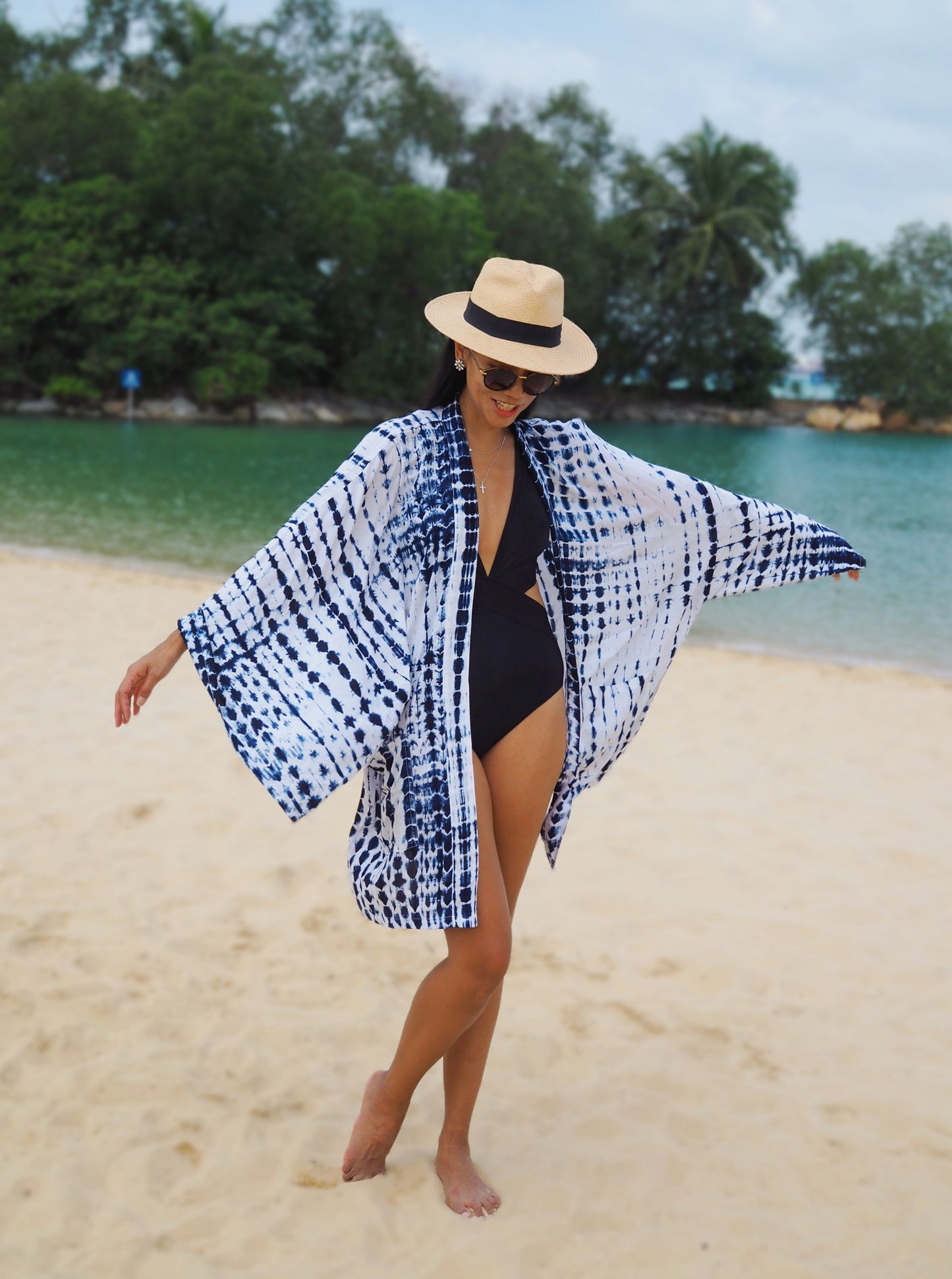 tie dye, hand dye, bali, kimono, beach wear, resort wear, shopbaebeeboo, baebeeboo, boho
