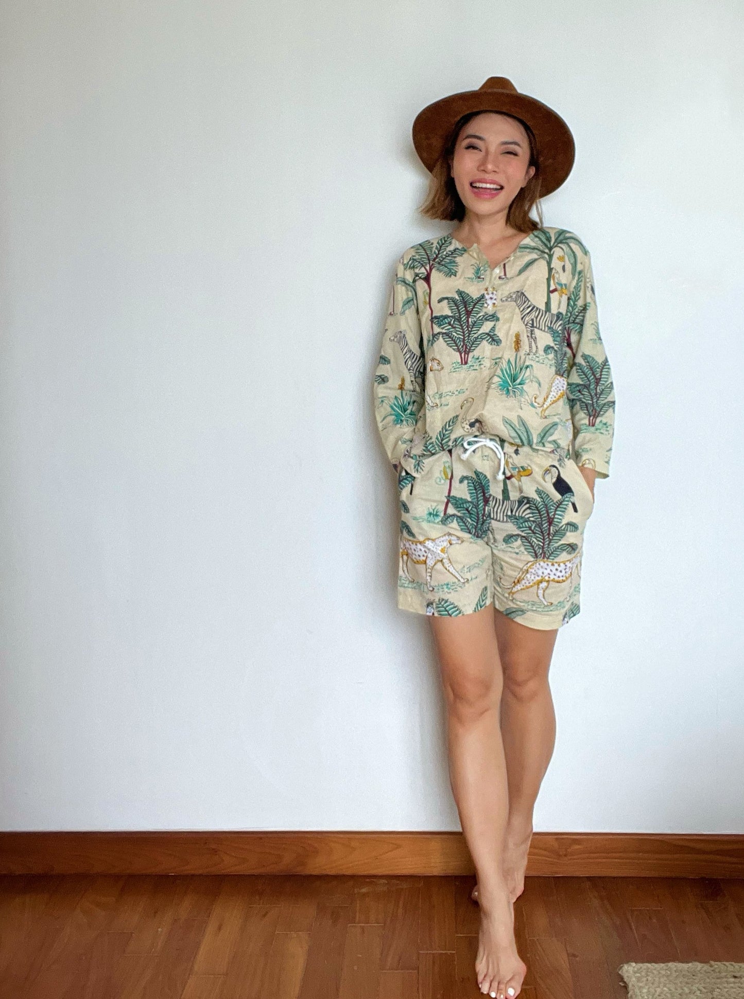 jungle, resort set, shirt and shorts, cotton, resort wear, unisex, twinning