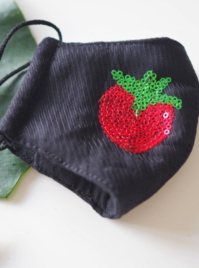 
                  
                    Shiny Strawberry Black Face Mask
                  
                