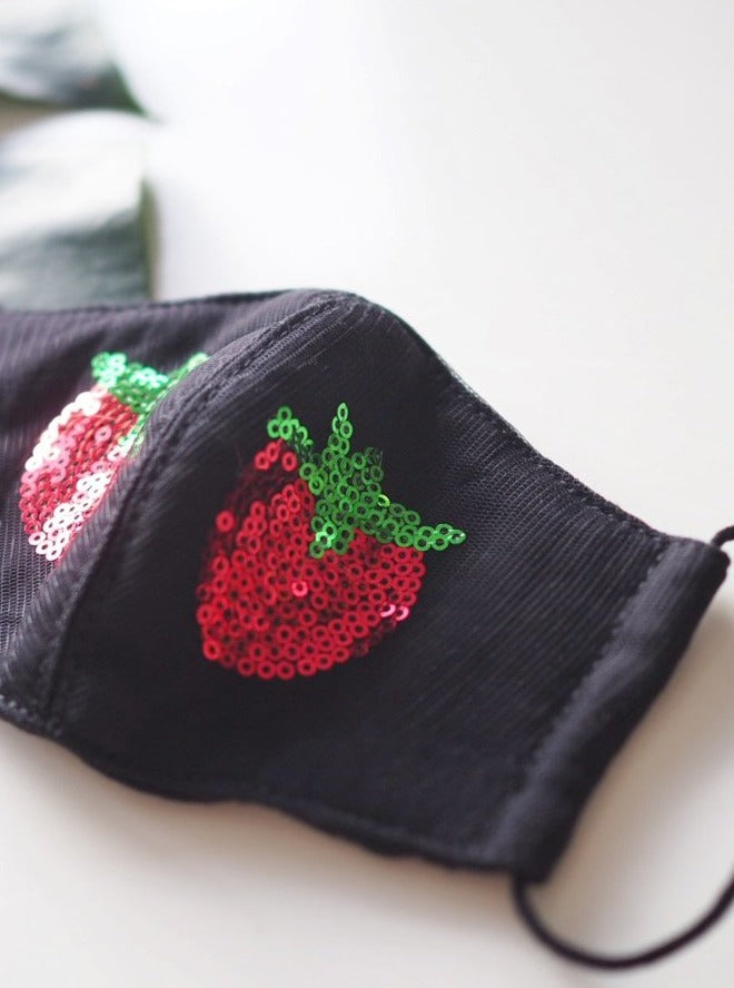 
                  
                    Shiny Strawberry Black Face Mask
                  
                