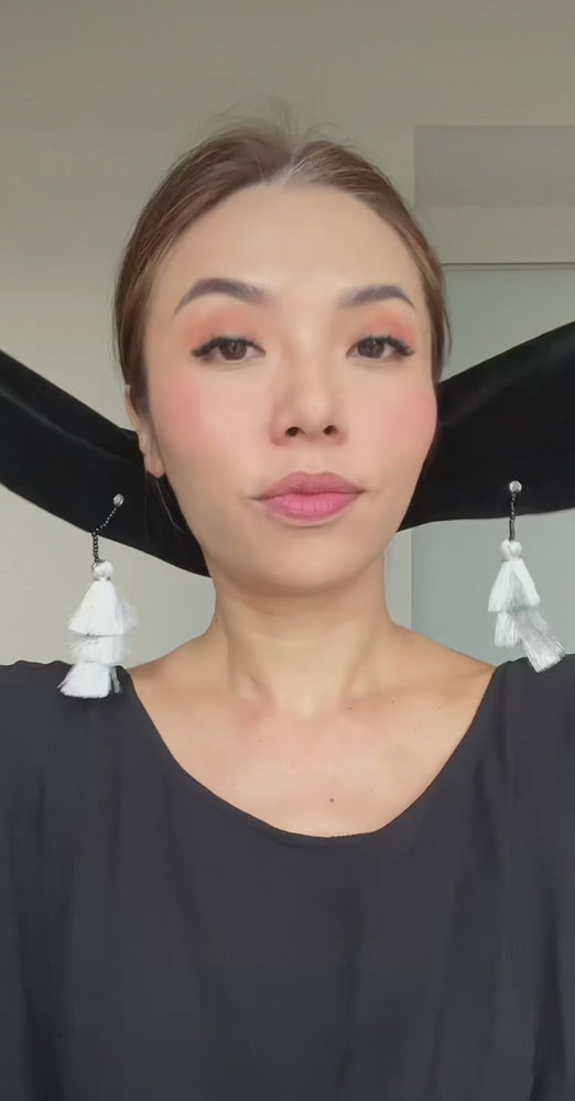 
                  
                    Load and play video in Gallery viewer, Satu Velvet Turban + Tassel Earrings
                  
                