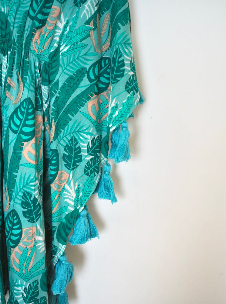 
                  
                    monstera, green, kaftan, kids, kids kaftan, tassels, boho, boho kids, tunic,
                  
                