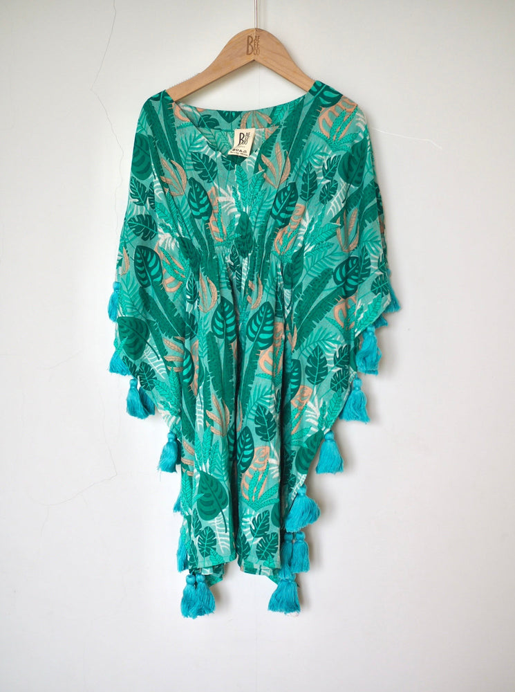 
                  
                    monstera, green, kaftan, kids, kids kaftan, tassels, boho, boho kids, tunic,
                  
                