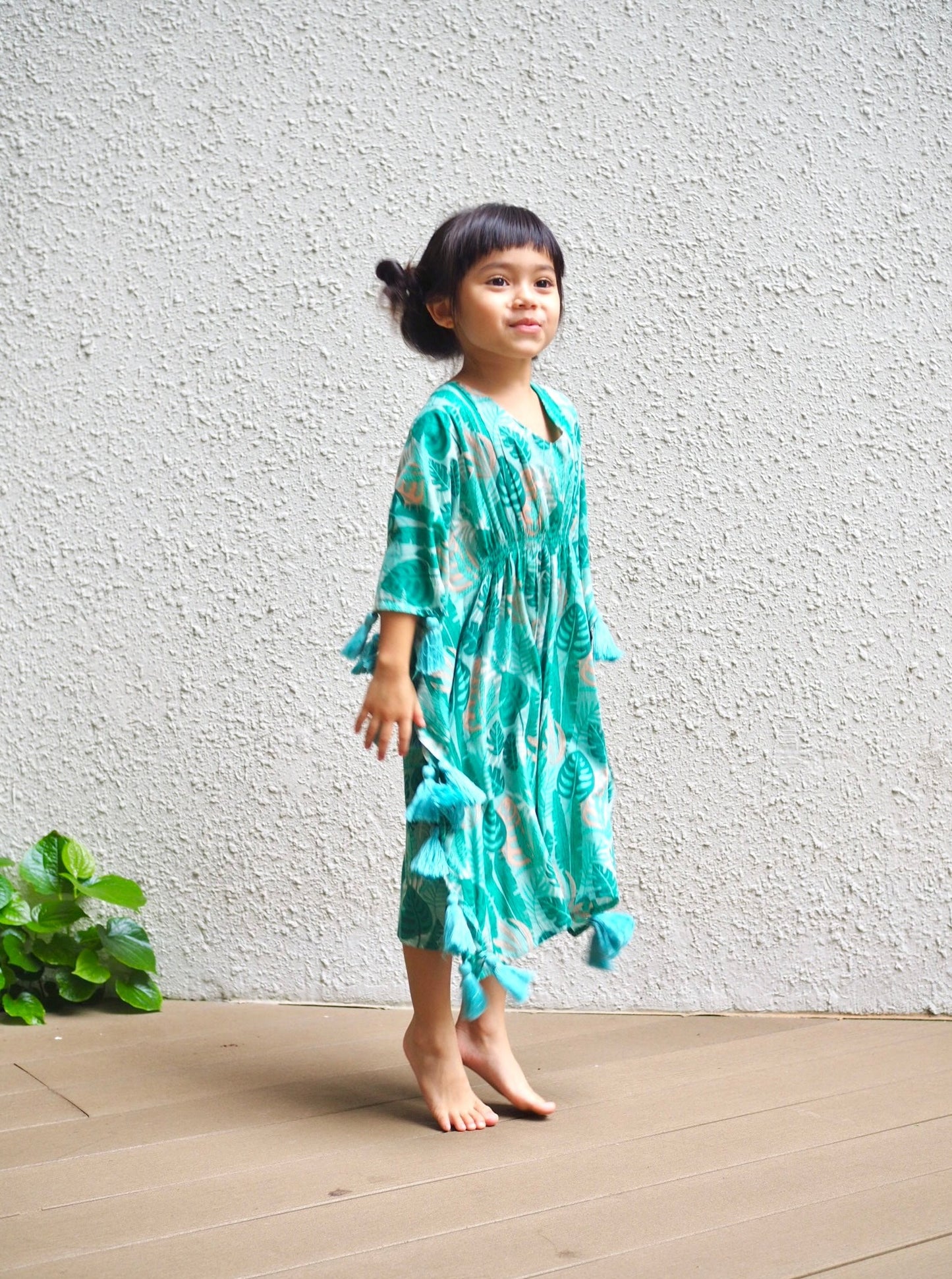 
                  
                    monstera, green, kaftan, kids, kids kaftan, tassels, boho, boho kids, tunic,
                  
                