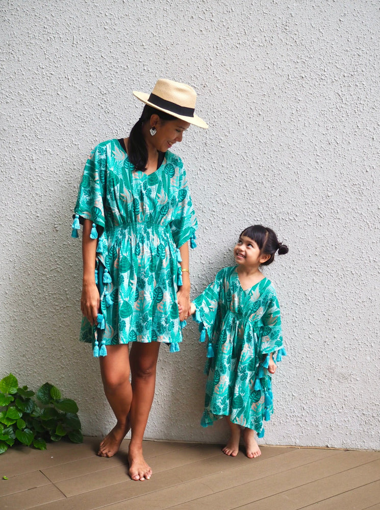 
                  
                    monstera, green, kaftan, kids, kids kaftan, tassels, boho, boho kids, tunic,
                  
                